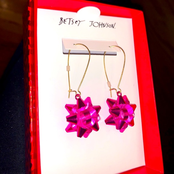 Betsey Johnson Pink Bow Earrings